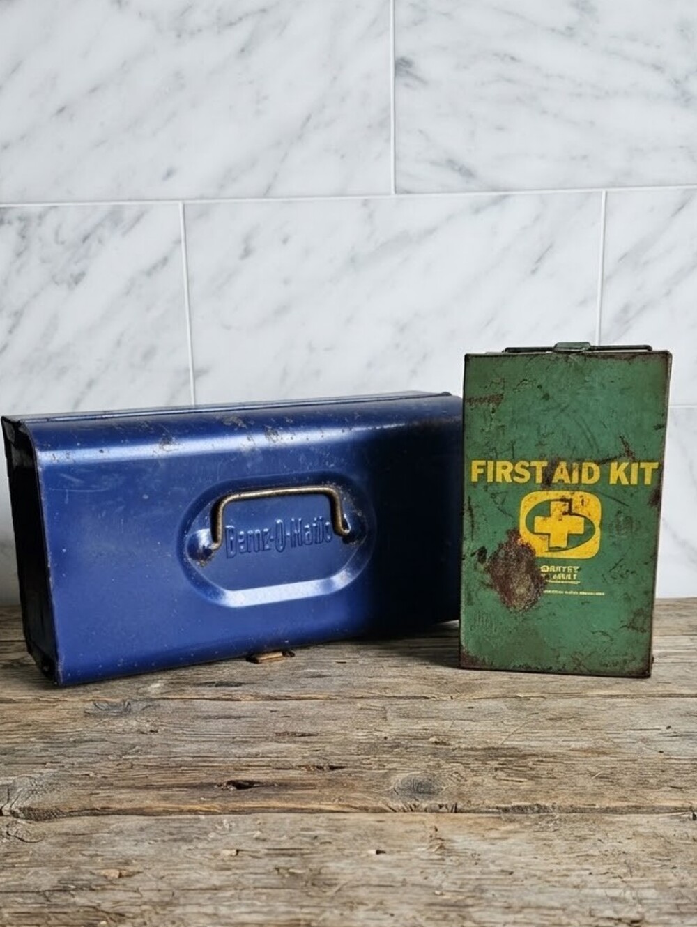 VTG Bernzomatic Blue Metal Toolbox & Safety Supply First Aid Kit Pair Lot